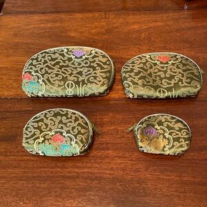 Asian Floral Brocade Nesting Purses Set of 4 sizes 7” by 4.5” to  3.5” by 2.5”